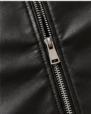 Black Leather-Look Bomber Jacket - Image 4