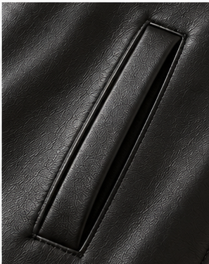Black Leather-Look Bomber Jacket - Image 5